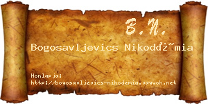 Bogosavljevics Nikodémia névjegykártya
